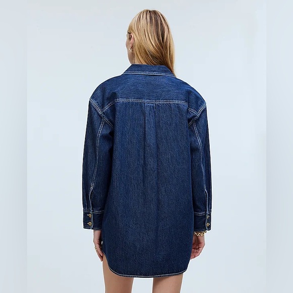 Madewell Denim Oversized Mini Shirtdress long sleeve  Size M NWT - Picture 5 of 10